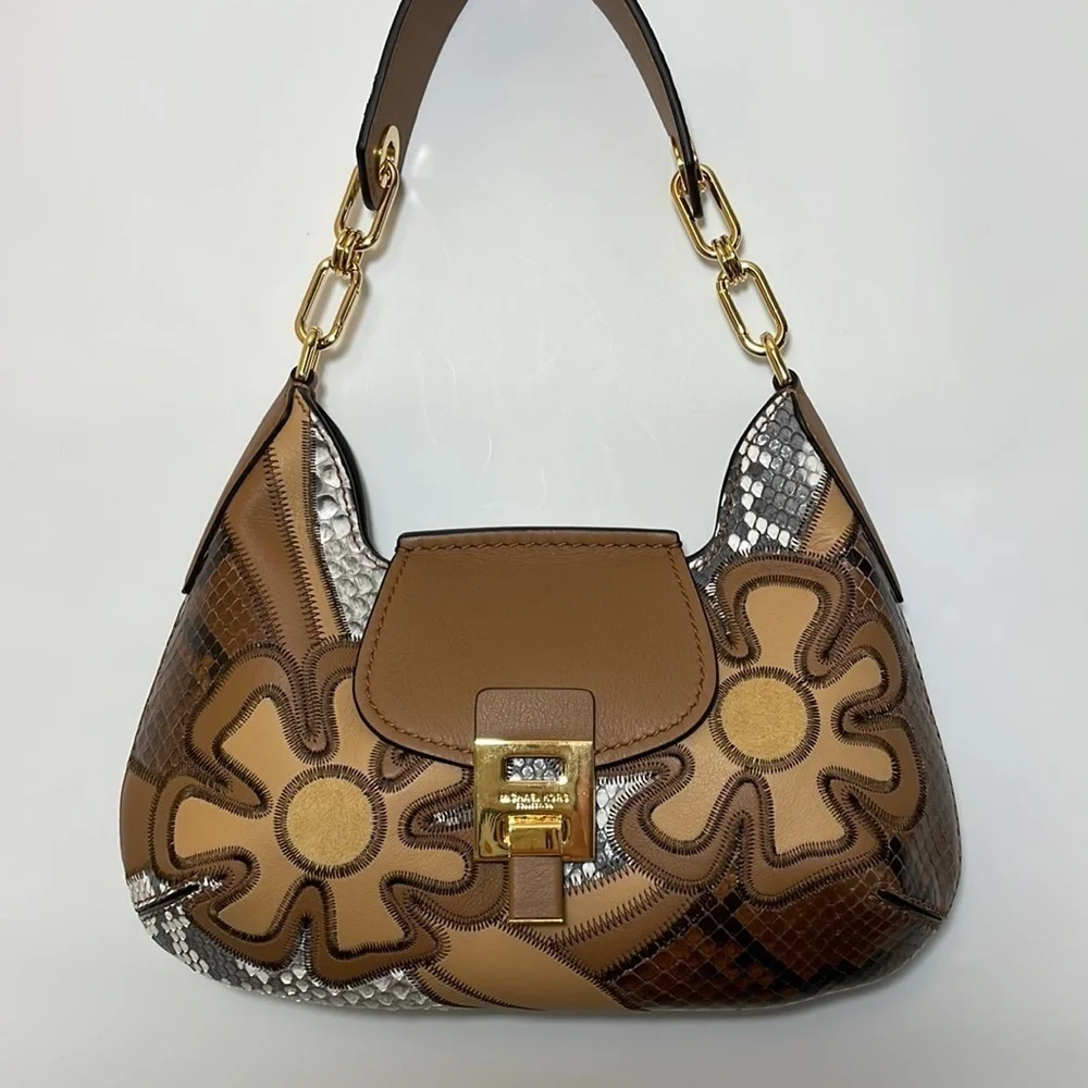 Michael Kors Bancroft Small Patchwork Snakeskin Leather Shoulder Bag